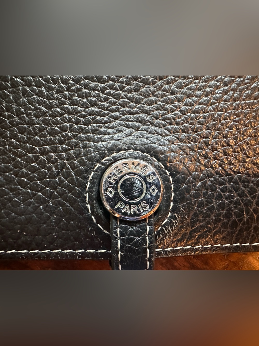 Hermes Black Pebbled Leather Wallet Clutch - Picture 4 of 10